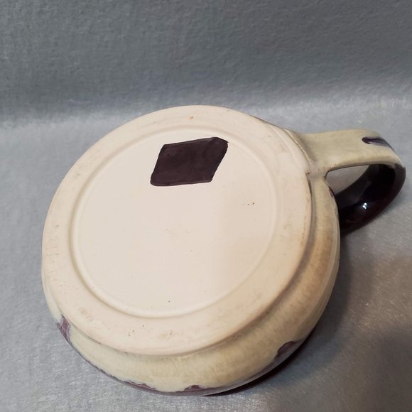 Hand Crafted Studio Pottery Soup Mug, Signed Large Coffee Cup, Purple Drip Glaze - Picture 9 of 13